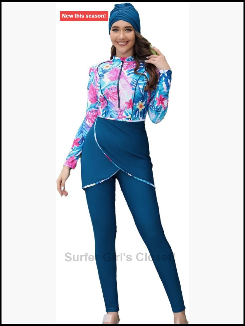 Modest Long Sleeve Burkini Swim Set with Hijab UV Protection